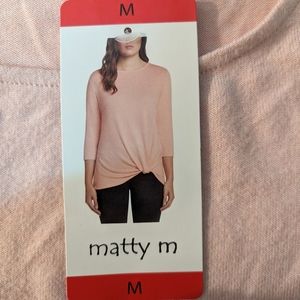 Matty M Knot Front Pink 3/4 Sleeve Top